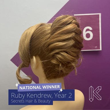 Kleek Apprenticeships Hairdressing Competition National Winner, Ruby Kendrew, Secrets Hairdressing